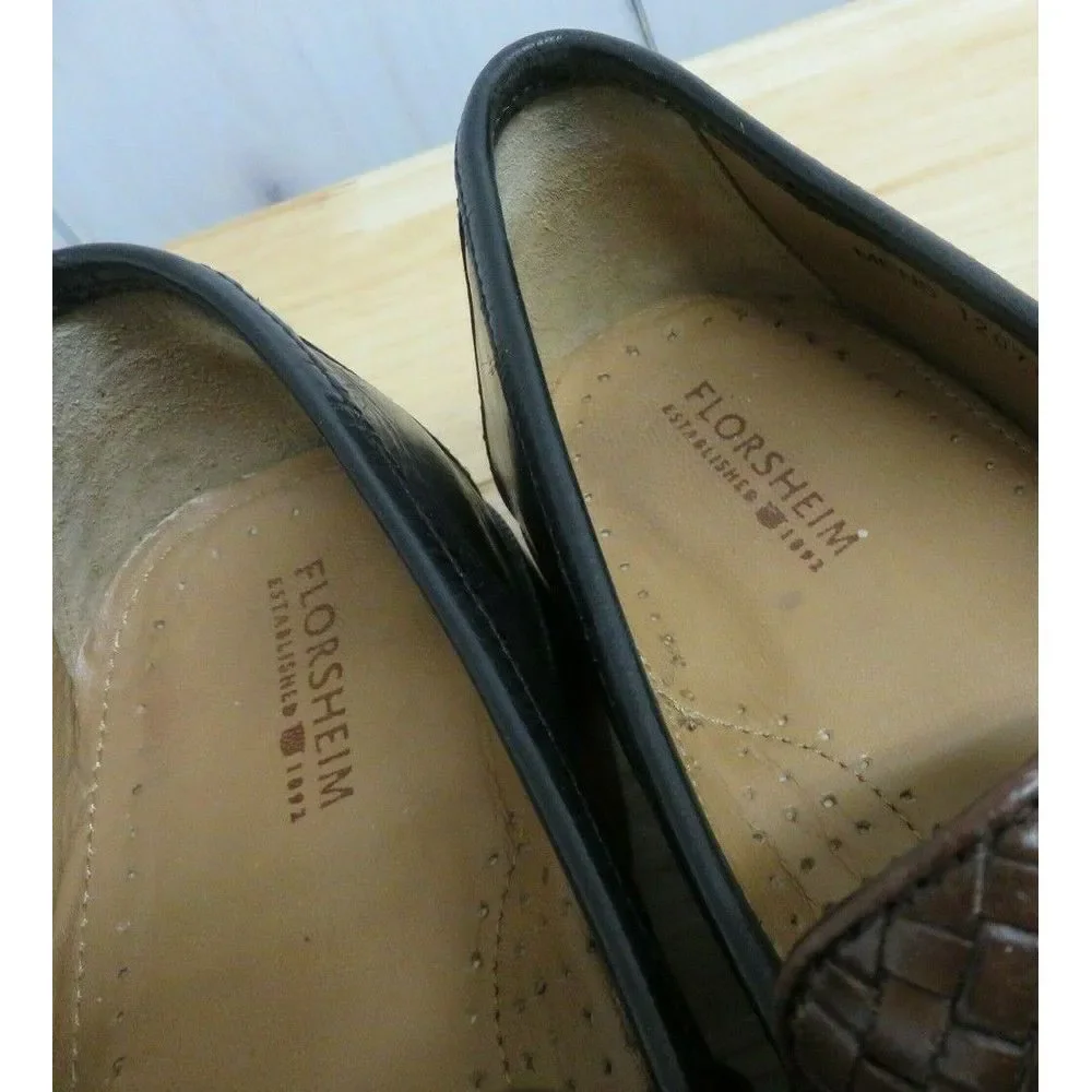 Mens Florsheim 12073 Woven Leather Dress Shoes Loafers Slip On Size‎ 9 D